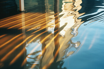 Fototapete - An ethereal photograph capturing the abstract interplay of light and shadow on a reflective surface, where ephemeral patterns create a mesmerizing visual experience.
