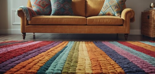 Poster -  a living room with a couch and a chair and a television on a stand and a television on a stand.