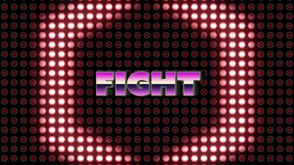 Poster - Animation of fight text and illuminated hexagons on lights against black background