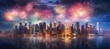  A breathtaking panorama of Vibrant Fireworks. Generativ AI.