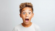 Shocked Boy Face On Isolated Background - Ai Generative
