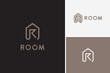 Minimalist line house symbol letter R logo design vector business real estate