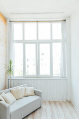 Canvas Print - Interior of a white empty room with a large window