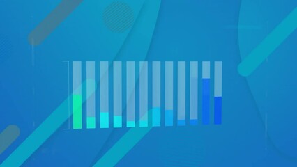 Poster - Animation of statistics over abstract shapes on blue background with copy space