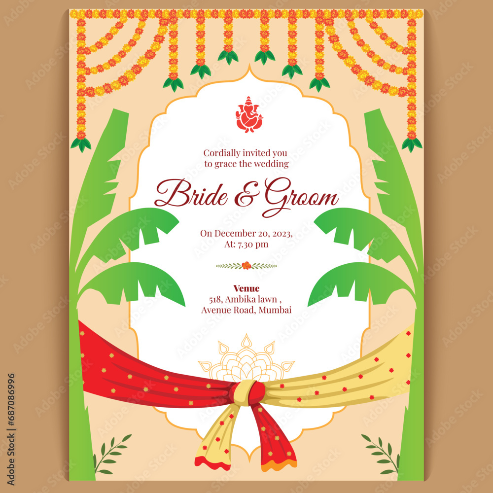 royal indian wedding card design, invitation template Stock Vector ...
