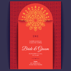 Wall Mural - indian wedding card design, wedding invitation template