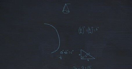 Poster - Animation of mathematical data processing over black background