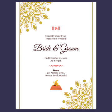 indian wedding card design, wedding invitation template