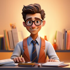 3D Cute Cartoon Character of Accountant