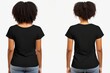 © Oksana - young woman in black t-shirt back view mockup. The beautiful girl the brunette in a t-shirt.