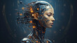 © @foxfotoco - a woman that is connected to AI and cyborg technology in the future, futuristic biology, integration with artificial intelligence