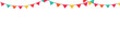 © Olena - Garland of colored flags horizontal banner. Festive vector background in flat cartoon style on a white background.