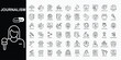 Journalism and mass media  editable stroke icons collection. Thin line icons set. Simple vector illustration.