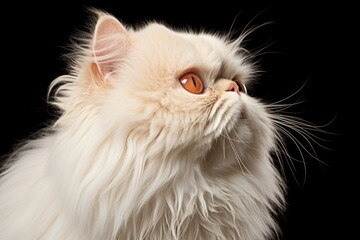 Wall Mural - A white Persian cat with orange eyes looking up.