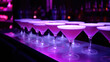 Vibrant blue cocktails on bar counter