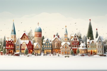 Canvas Print - Christmas Village Displays - Generative AI