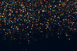Bunte Konfetti mit dunklem Hintergrund, rot, blau, gold, silber, glitter, Konfettiregen