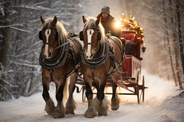 Canvas Print - Christmas Sleigh Rides - Generative AI