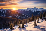 Fototapeta Niebo - Landscape of snow mountains in the winter season.