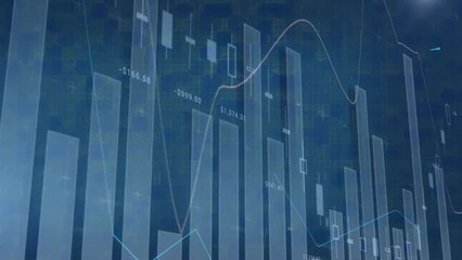 Poster - Animation of multiple graphs with changing numbers over abstract background