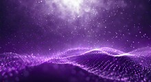 Digital Purple Particles Wave And Light Abstract Background With Shining Dots Stars