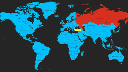  russia and turkey  in world map