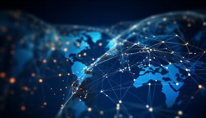 abstract world global network connection. world map point and line composition concept of global bus