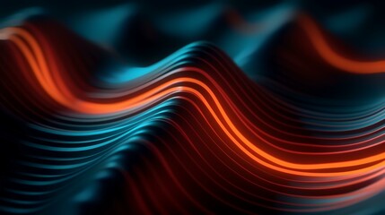 Canvas Print - 3d rendering of abstract background with smooth wavy lines in dark