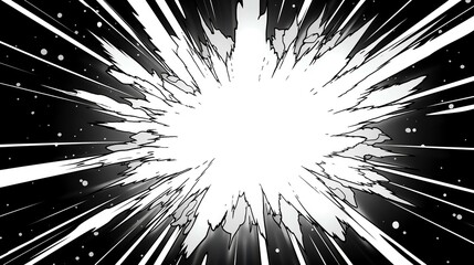 Poster - Black and white comic book explosion background. Pop art style. Vector illustration