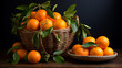Mandarin oranges in a basket symbolizing good luck, abundance and prosperity for chinese new year