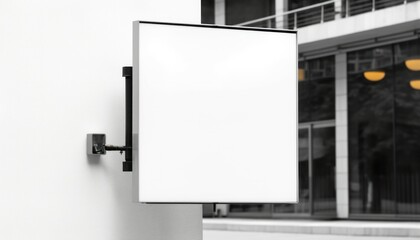 Wall Mural - White blank empty square signboard mockup light box mock up for logo brand presentation