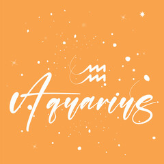 Sticker - aquarius zodiac typography and calligraphy, astrologi aquarius element, Abstract illustration of the zodiac sign aquarius, Icon Astrology aquarius, Zodiac icon. Astrology. Vector illustrat