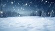 © Planetz - Winter background with snow and trees is a serene and wintry scene,Christmas background with xmas tree and sparkle bokeh lights, for holiday promotions, greeting cards, and winter-themed graphic
