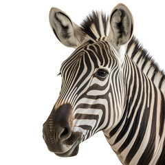 Wall Mural - Zebra head isolated on transparent background, cutout PNG file.