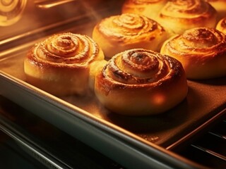 Crispy Cinnabon buns baked in the oven