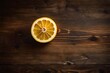 lemon and cinnamon on wooden background