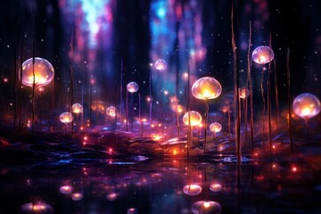 Wall Mural - Twinkling Bokeh - Generative AI