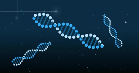 Poster - Animation of light trails over dna strand on black background