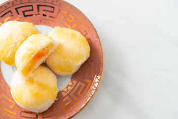 Poster - Chinese pastry moon cake with salted egg peanut or Spring Roll pastry with nuts and salted eggs