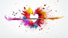Cupid's Arrow Striking A Target With A Burst Of Colorful Sparks On An Isolated Solid White Background