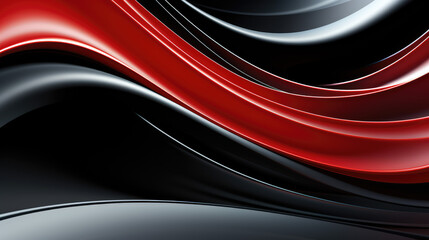 Poster - Elegant abstract waves in red and black with a modern flair.