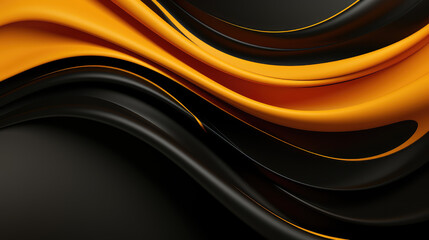 Wall Mural - Elegant abstract waves in yellow and black with a modern flair.