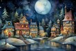 Christmas Villages at Night - Generative AI