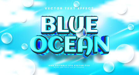 Wall Mural - Blue ocean editable text style effect. Vector text effect with a luxurious and elegant theme.