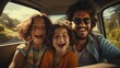 Selfie a Happy Family On a scenic highway Road Trip Adventure