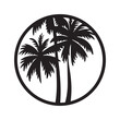 Palm tree silhouette icon illustration black on white background
