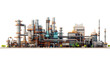 oil refinery plant on the png transparent background, easy to decorate projects.