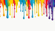 colorful paint dripping down on white background