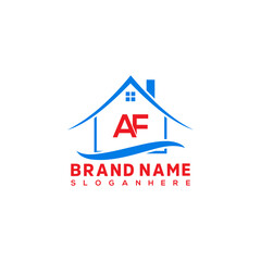 Wall Mural - A F letter house logo design vector template. Initial letter A F real estate logo