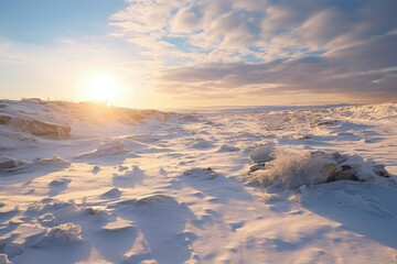 Landscape season cold sky snow nature sunset ice winter blue